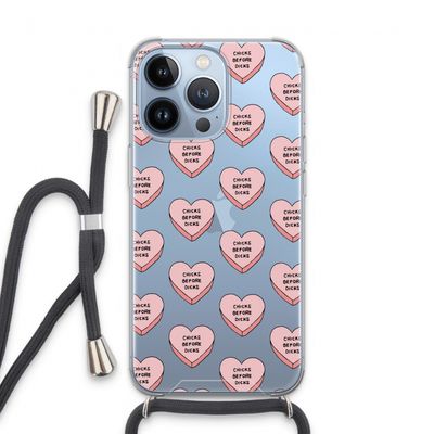Chicks before dicks: iPhone 13 Pro Transparant Hoesje met koord