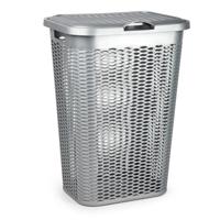 Wasmand Ventilation - met deksel - zilver - kunststof - 51 liter - 43 x 35 x 61 cm