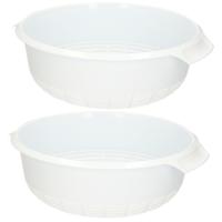 PlasticForte kunststof keuken vergiet - 2x - wit - 21 x 21 x 9 cm - laag model - Afgieten