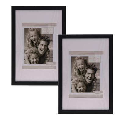 Fotolijstje Paris - 2x - 20 x 30 cm - zwart - met passe partout - 15 x 20 cm - hout