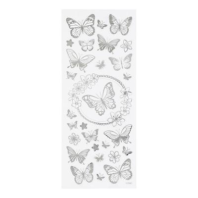 Creativ Company Stickers zilver vlinders, 1 vel