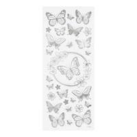 Creativ Company Stickers zilver vlinders, 1 vel