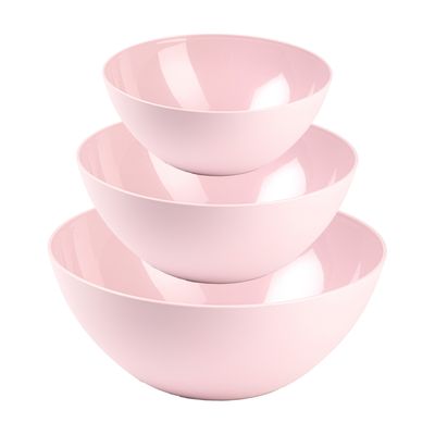 Plasticforte voedsel serveer schalen set - 3x stuks - roze - kunststof - Dia 20/23/26 cm