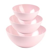 Plasticforte voedsel serveer schalen set - 3x stuks - roze - kunststof - Dia 20/23/26 cm