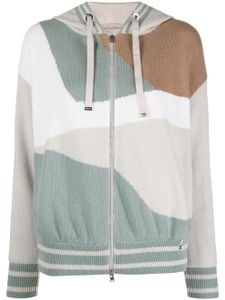 Herno hoodie zippé en laine - Bleu