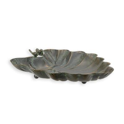 AN IRON LEAF SHAPED BIRD BATH