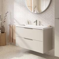 Saqu Lima badmeubel incl. glans witte wastafel 100x51x64cm kiezel grijs - rvs greep