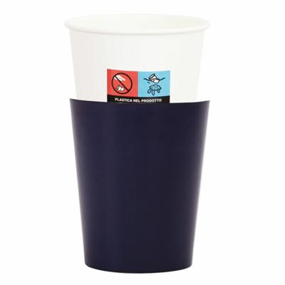 Feestbekers met hoesjes - 8x - navy blauw - papier - 250ml