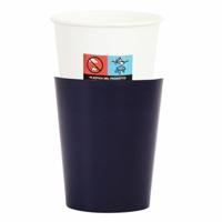 Feestbekers met hoesjes - 8x - navy blauw - papier - 250ml