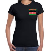 Kenya t-shirt met vlag Kenia zwart op borst voor dames