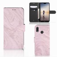 Huawei P20 Lite | Bookcase | Marble Pink - Origineel Cadeau Vriendin
