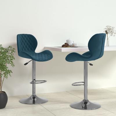 Barkrukken 2 st fluweel blauw