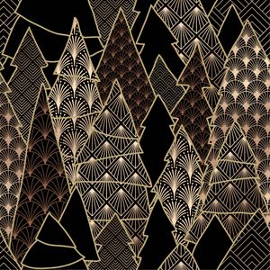 Ambiente kerst thema servetten - 60x st - 33 x 33 cm - zwart/goud - Feestservetten