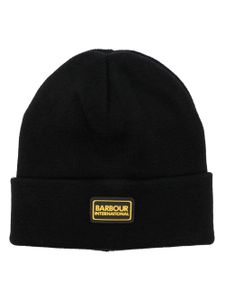 Barbour International bonnet en maille nervurée à patch logo - Noir