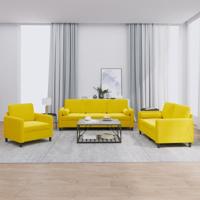 3-delige Loungeset met kussens fluweel geel