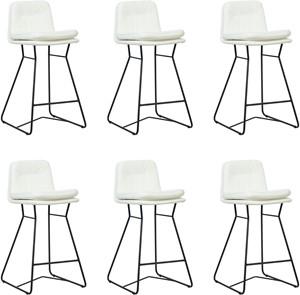 Set van 6 Gebroken witte leren industriële barkrukken Candy - staal zwart - Toledo Leer Bianco (gebroken wit leer)