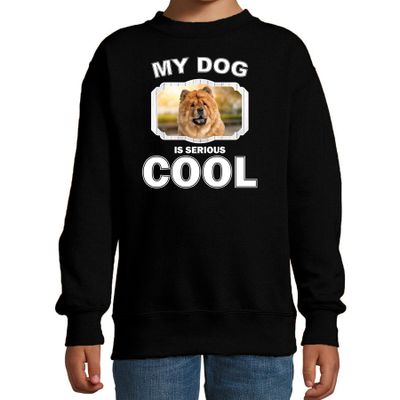 Chow chow honden trui / sweater my dog is serious cool zwart voor kinderen Chow chow honden trui / sweater my dog is serious cool zwart voor kinderen