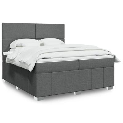Boxspring met matras stof donkergrijs 200x200 cm