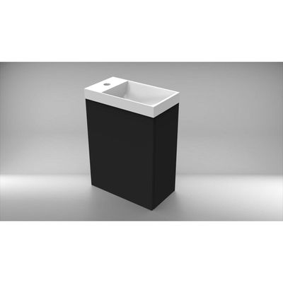 Arcqua Luna Fonteinset 54.3x39.7x21.8cm zwart mat met marble fontein zonder overloop wit mat FNK122635