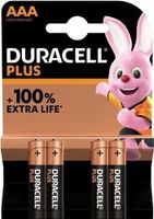 Duracell Batterij plus power mini penlite lr03/aaa per 4 op kaart - thumbnail