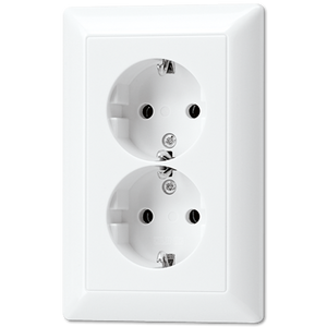 Jung AS500 stopcontact 2-voudig met randaarde creme voor ovale doos AS5015W