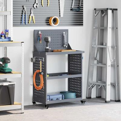 VidaXL Gereedschapswagen antraciet 65 x 35 x 111 cm koudgewalst staal