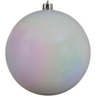 Decoris Kerstbal - wit parelmoer - groot - 14 cm - kunststof - glans