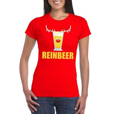 Foute Kersttrui t-shirt - Reinbeer - rood - voor dames - drank thema - korte mouwen