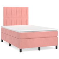 Boxspring met matras en LED fluweel roze 120x190 cm