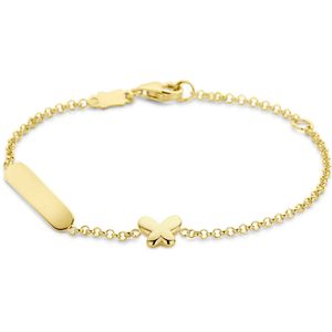 Armband Graveerplaat Vlinder geelgoud 3,5 mm