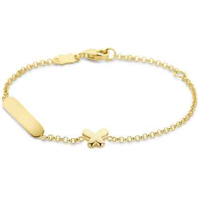Armband Graveerplaat Vlinder geelgoud 3,5 mm