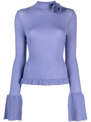 Blumarine pull nervuré à volants - Violet