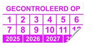 Keuringssticker gecontroleerd op rechthoek 100 stuks of meer 50 x 25 mm - 250 stuks (op rol)