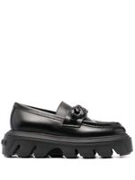 Casadei mocassins en cuir à plaque logo - Noir