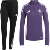 adidas Manchester United Trainingspak 1/4-Zip 2025-2026 Dames Paars Zwart Wit