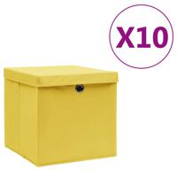 VidaXL Opbergboxen met deksel 10 st 28x28x28 cm geel - thumbnail