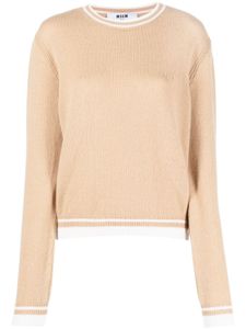 MSGM logo-embroidered round-neck jumper - Marron