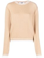 MSGM logo-embroidered round-neck jumper - Marron - thumbnail