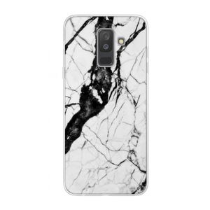 Witte marmer 2: Samsung Galaxy A6 Plus (2018) Transparant Hoesje