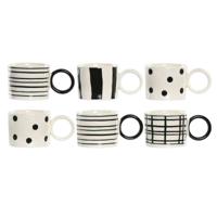 Set van koffiekopjes Home ESPRIT Wit Zwart Porselein 90 ml