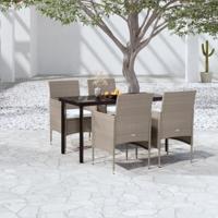 5-delige Tuinset met kussens beige en zwart