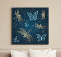 Canvas schilderij libellen Vlinders in blauw met