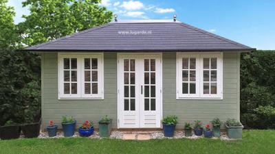 Lugarde PR19 Tuinhuis 480x300 cm 44 mm vurenhout blank- Puntdak- Hout- Lugarde