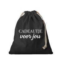 1x Katoenen tasje/ cadeautasje Cadeautje voor jou zwart 25 x 30 cm - cadeauverpakking feest