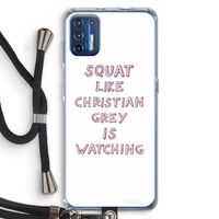 Christian Grey: Motorola Moto G9 Plus Transparant Hoesje met koord