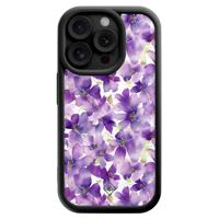 iPhone 15 Pro zwarte case - Floral violet