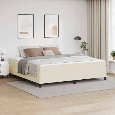 Bedframe met matras met matras Crème 200 x 200 cm Kunstleer
