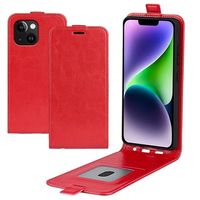 iPhone 15 Verticale Flip Hoesje met Kaartsleuf - Rood