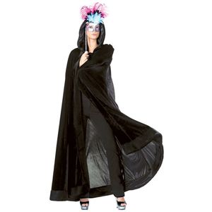 Funny Fashion Halloween verkleed cape met kap - zwart - Carnaval kostuum/kleding One size  -