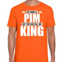 Naam cadeau t-shirt - my name is Pim - but you can call me King - oranje - heren - koningsdag